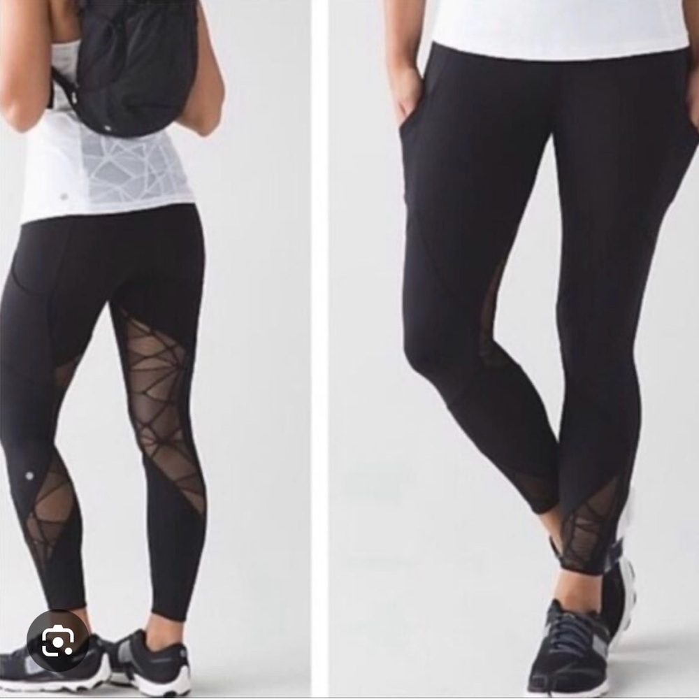 LULULEMON I RARE Black Lace Goal Crusher 7/8 Length Leggings